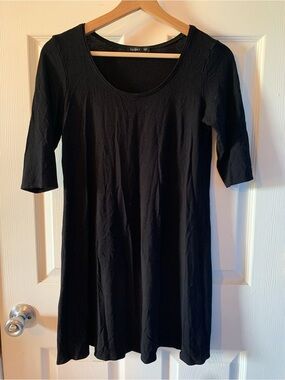 Eileen Fisher Black Scoop-Neck Mini Dress